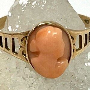 10k Coral Cameo Ring